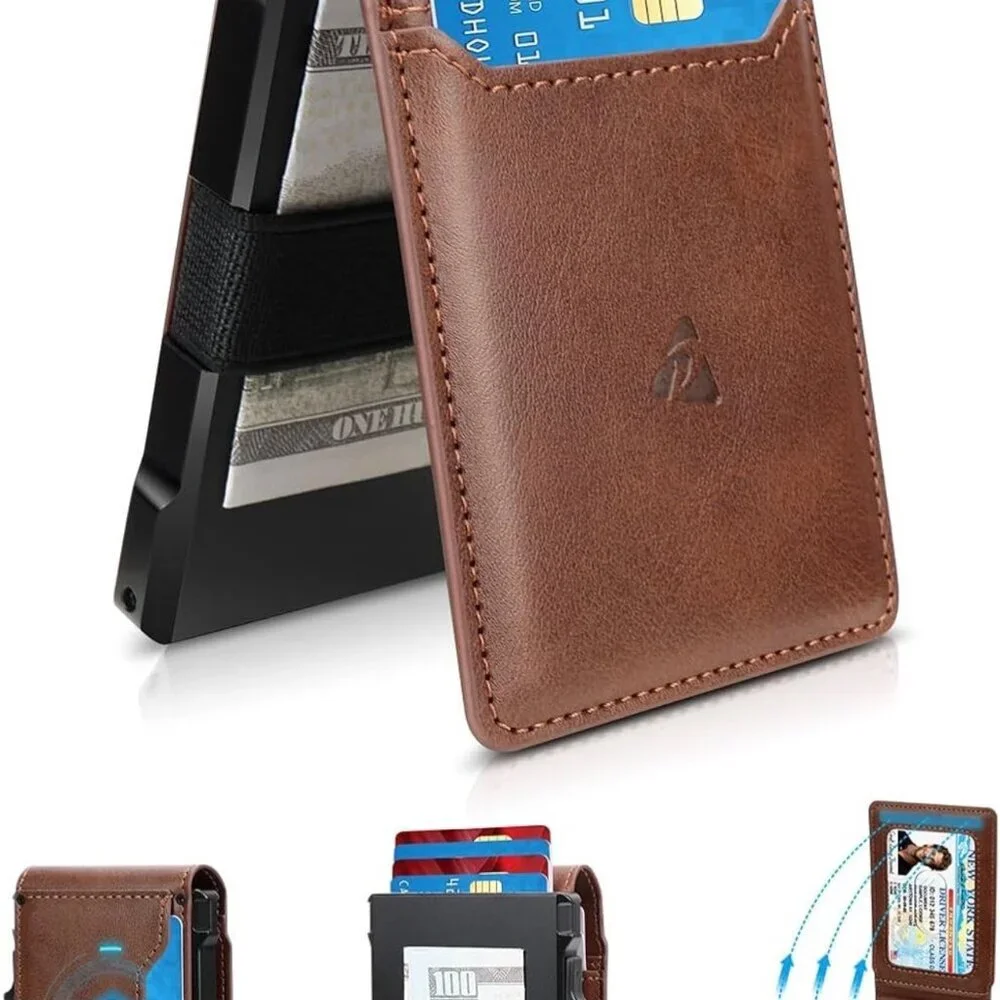 Brown Leather Card Holder Wallet